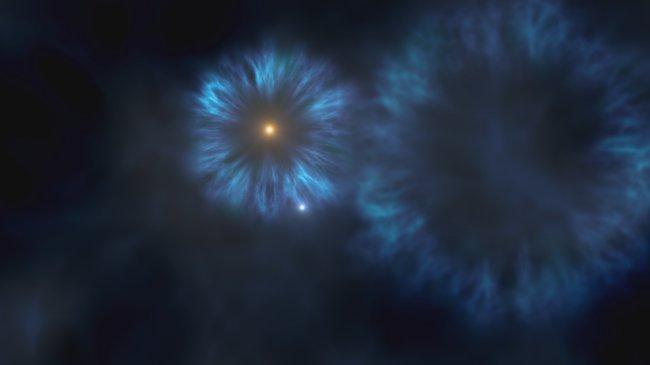 Imagen artística de la explosión de las primeras estrellas masivas que se formaron en la Vía Láctea. La estrella J0815+4729 se formó a partir del material eyectado por estas primeras supernovas. Crédito: Gabriel Pérez, SMM (IAC).